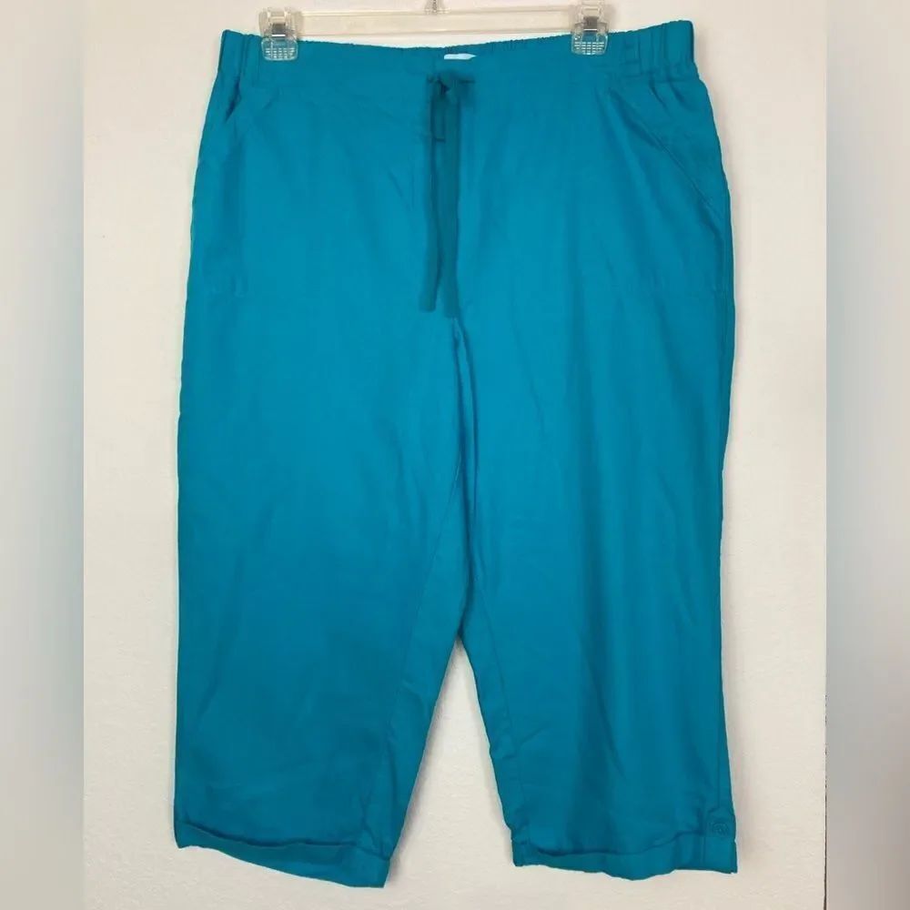 Kim Roger’s Turqoise Capri Pants w/ comfort waist, convertible length